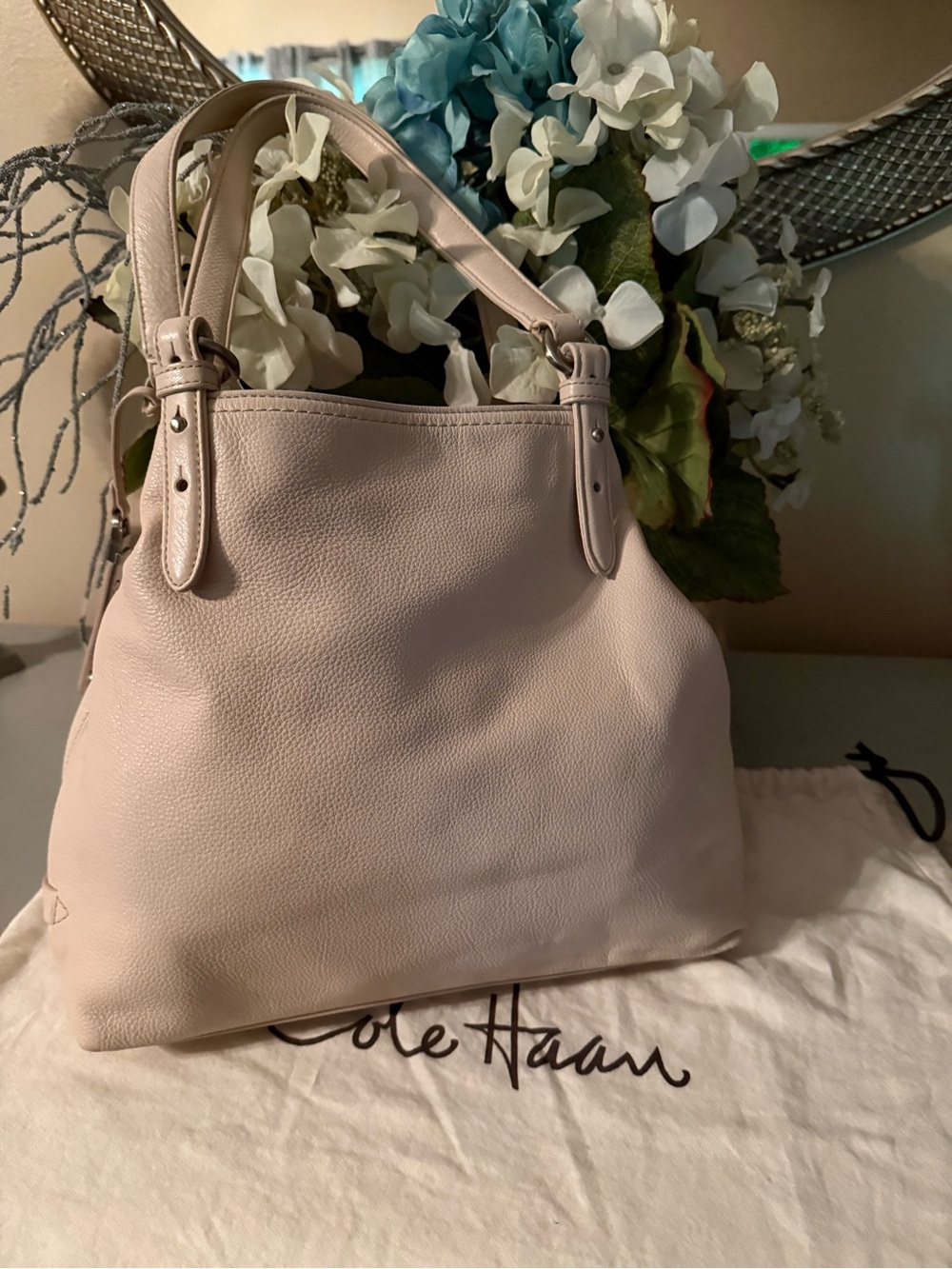Cole Haan Soft Pale Pink Pebbled Leather Shoulder Bag